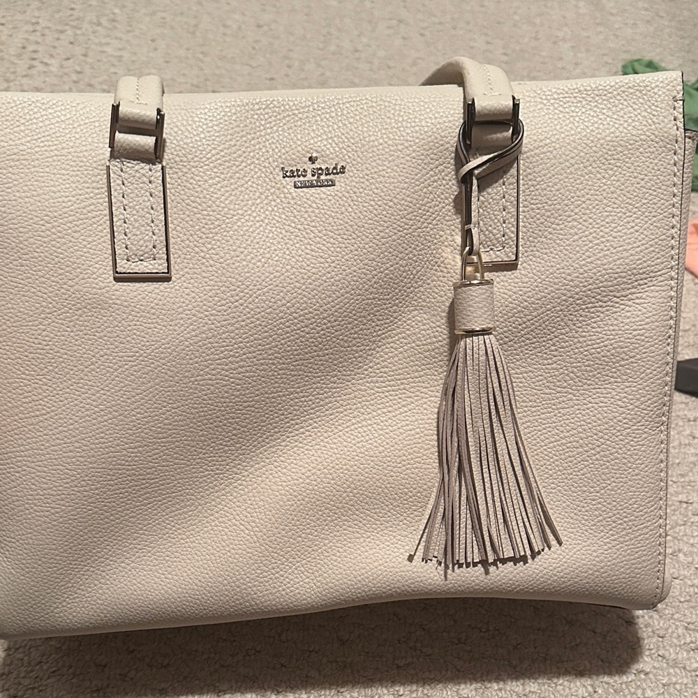 Kate Spade White Shoulder Bag with Tassel